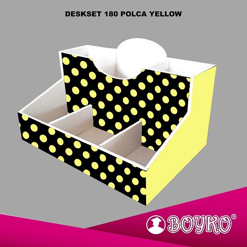 

BOYKO DeskSet /Tempat pensil alat tulis / Tipe DS-180 / POLCA YELLO / ISI 4 PCS