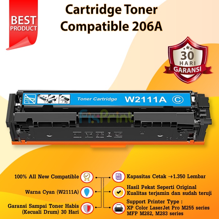 Cartridge Toner Compatible 206A W2110A W2111A W2112A W2113A M255 M282