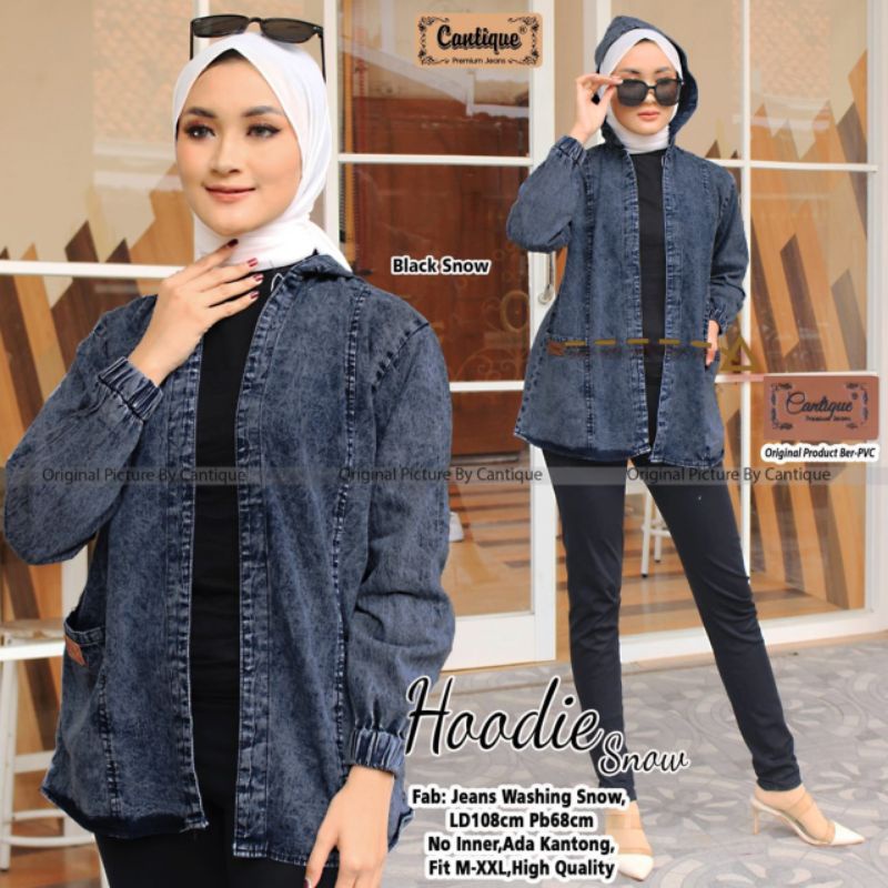 Hoodie snow jeans jaket jeans wanita by Cantique