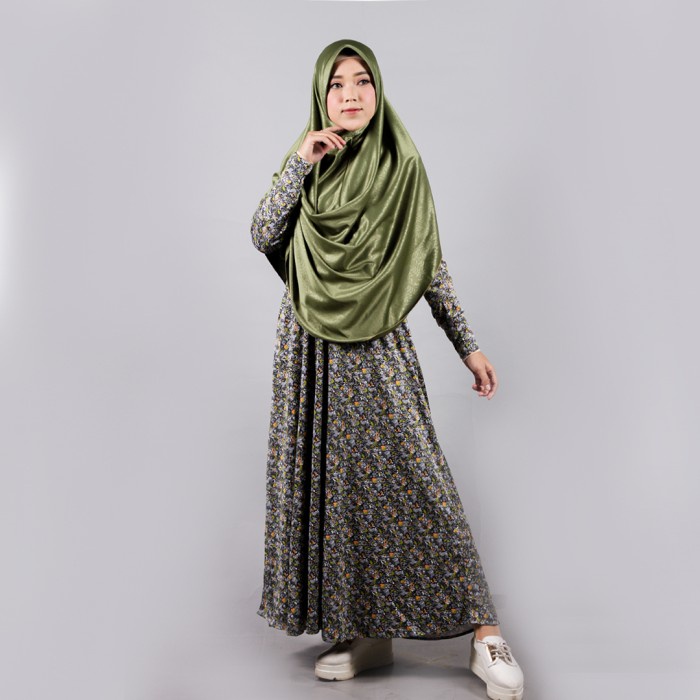 PREMIUM RABBANI - GAMIS DRESSLIM MUSLIM WANITA LAZETHA Z H4P DIYA - YELLOW GREY, ALL SIZE