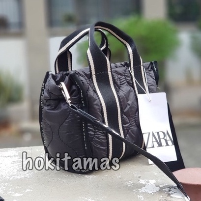 TAS SELEMPANG WANITA ZR TOTE MINI NILON WITH SLOGAN DETAIL