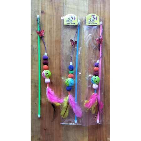 Mainan Kucing Anjing Tongkat Bola Pom Pom/Mainan Kucing/Mainan Kucing Stik/Mainan Anjing