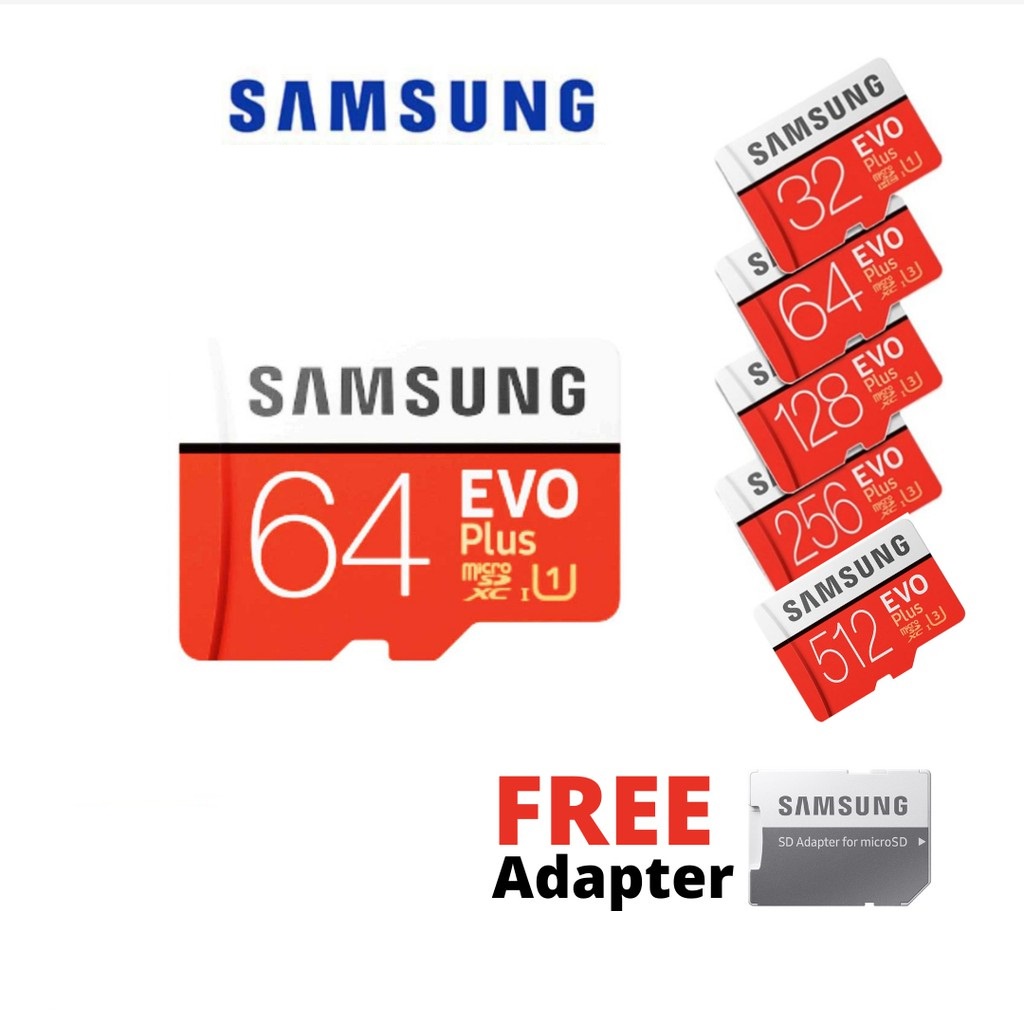 Kartu Memori Samsung Evo + Adaptor 8gb / 16gb / 32gb / 64gb Memory Card  MMC / Kartu sd