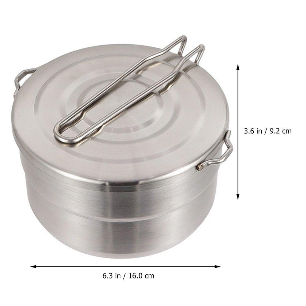 Lanfy Panci Camping Portable Hiking Stainless Steel Mangkuk Peralatan Masak Piknik Camping Rice Bowl with Handle Panci Stainless Steel