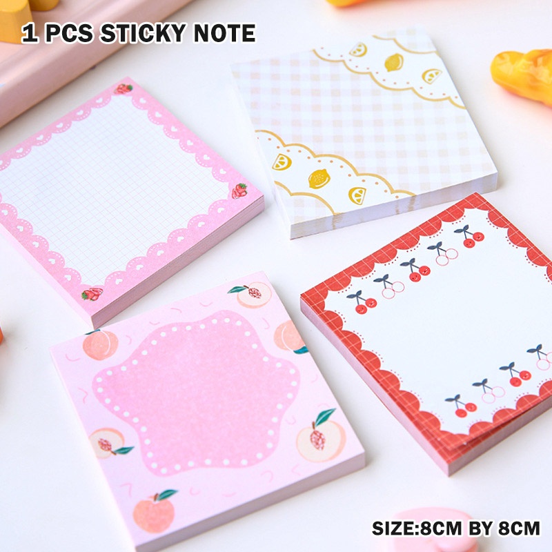 80 Lembar Sticky Notes Motif Buah Lucu Portable Untuk Stationery Sekolah / Kantor