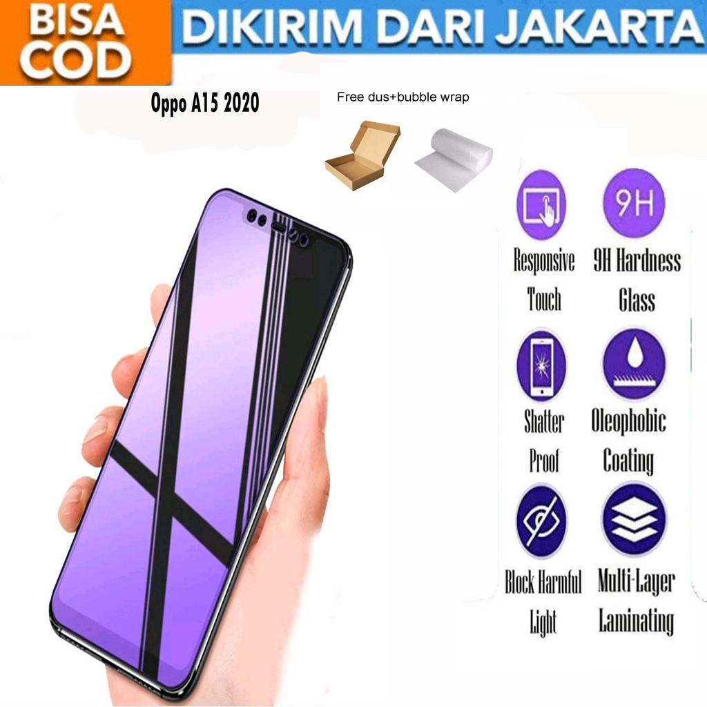 Tempered Glass Oppo A15 2020 Matte Blue Light Anti Gores Full Screen Full Cover Protector