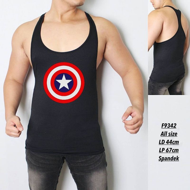 HOT Baju Kaos Singlet Gym captain america
