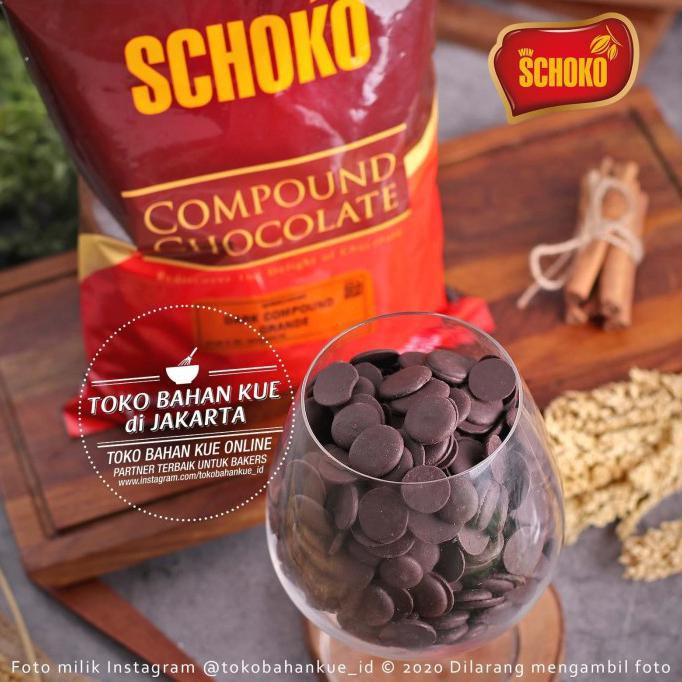 

Schoko Dark Compound Chocolate Coin 1kg Coklat Koin Baking Keping Enak