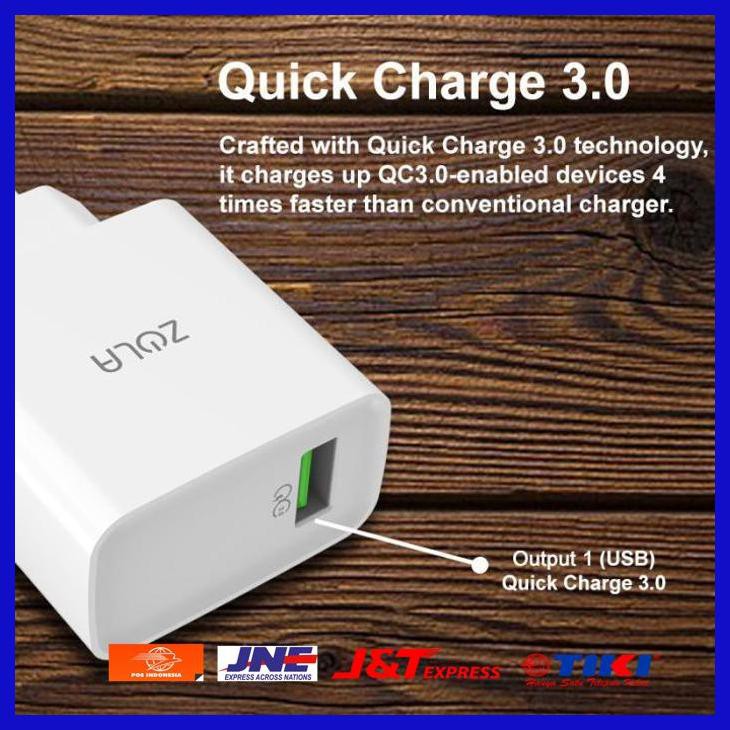 ZOLA INTERNATIONAL THUNDER Q CHARGER QUICK CHARGE 3.0 PUTIH