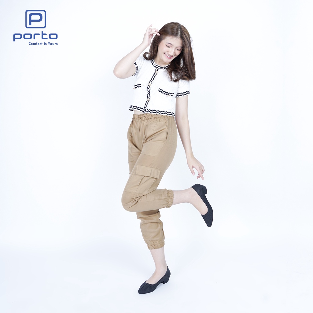 FSN - Porto Leveling Sepatu Heels 3CM Wanita Kantor Kerja Casual Nyaman Korea Karet Kuat Terbaru Porto Lady