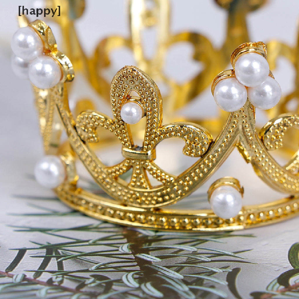 Ha 1pc Mahkota / Tiara Mini Hias Kristal Mutiara Untuk Aksesoris Rambut Anak Perempuan