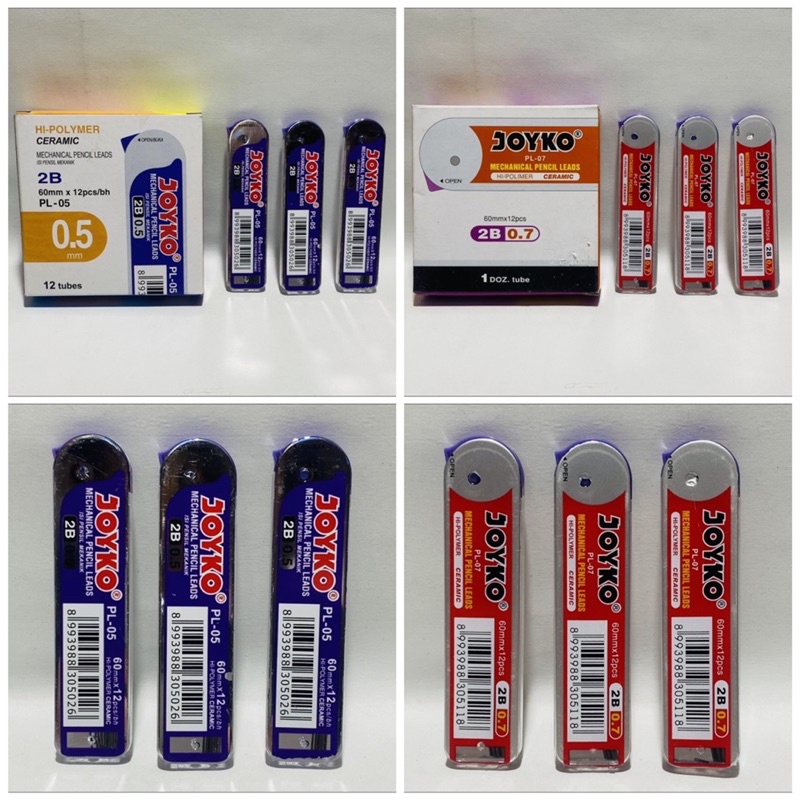 

REFILL PENSIL MEKANIK JOYKO PL-05 & PL-07 2B 0.5 MM DAN 0.7 MM / 1 BOX ISI 12 TUBE