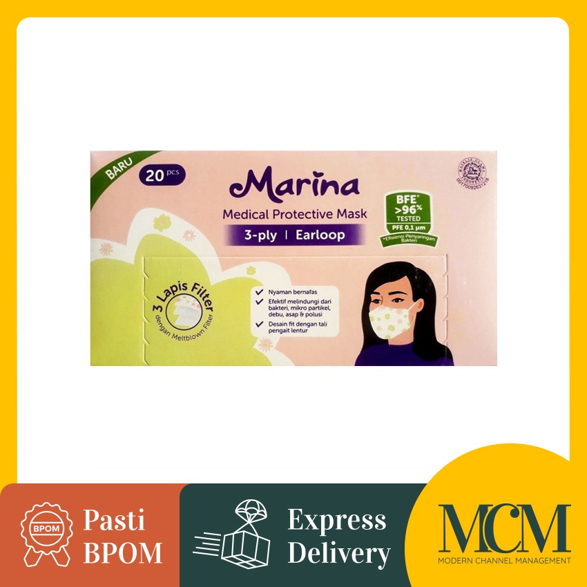 Arsip - Masker Medis - Marina Medical Protective Mask 3 Ply Earloop - 20 Pcs