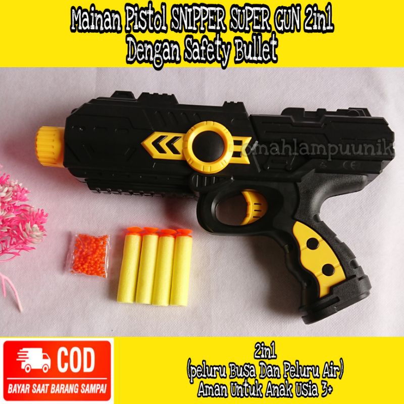 BISA COD Mainan Anak Pistol Tembakan Sniper Gun 2in1/Pistol Mainan 2in1 Dengan Peluru Busa Dan Pelur