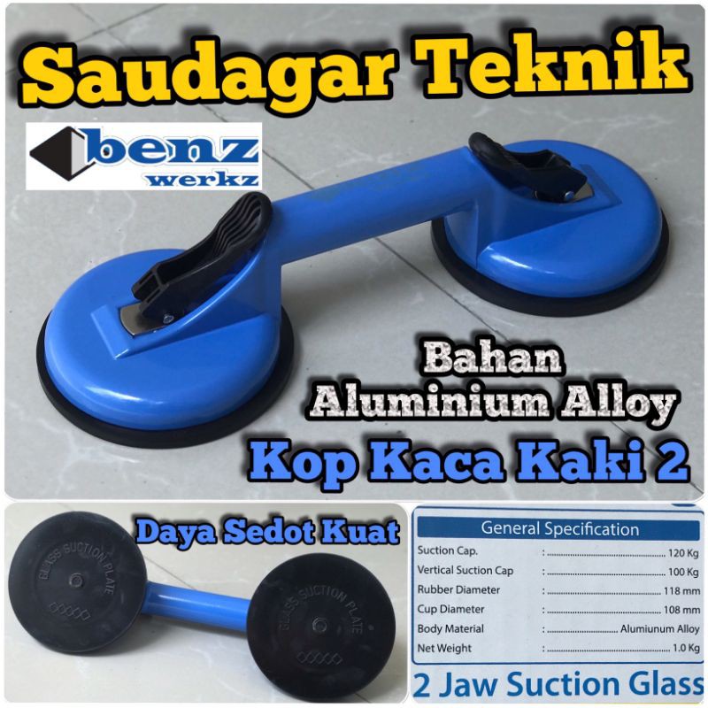 Kop Kaca Kaki 2 Glass Suction Cup 2 jaw 2 leg Benz Werkz