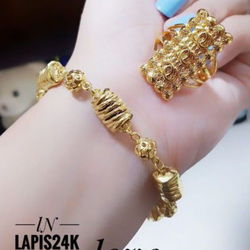 Xuping Set Gelang dan Cincin Lapis 24K 543H