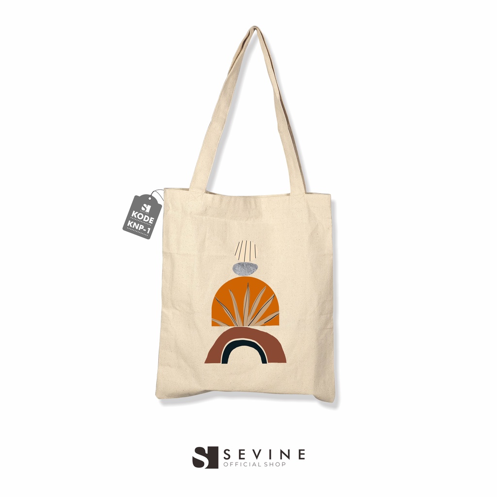 Sevine Tote Bag Kanvas Tas Wanita Fashion Totebag Nordic Aesthetic Series DTF Printing - KNP1