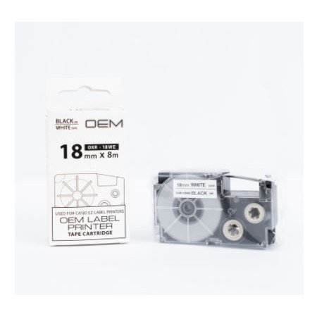 

OEM TAPE EZ LABEL CASIO 18MM BLACK INK WHITE (OXR-18WE)