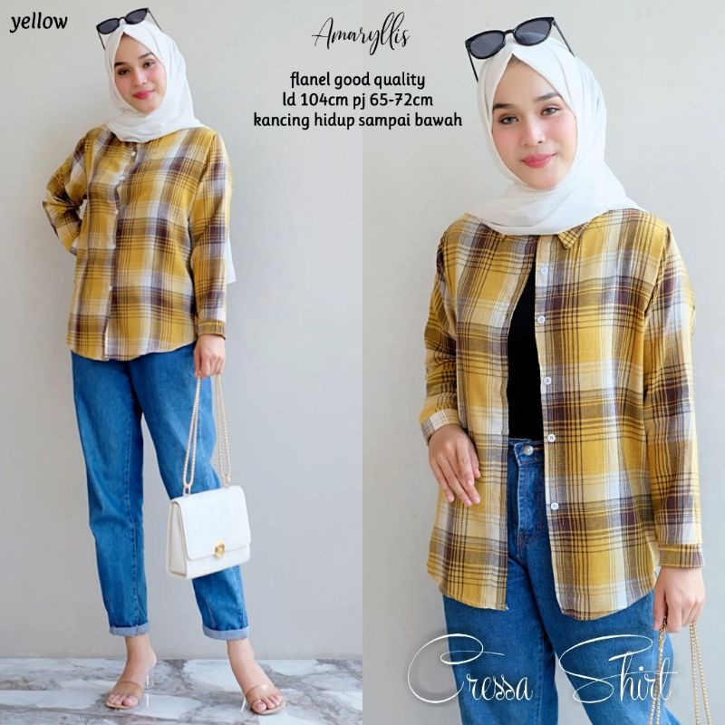 Cressa Shirt - Atasan Wanita Dewasa Bahan Katun Flanel Motif Kotak
