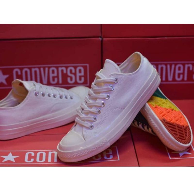 SEPATU CONVERSE WANITA FULL WHITE/PUTIH POLOS LOW RAINBOW
