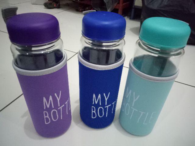 Botol Minum / Bening 13 Warna Sarung Busa / Logo Bpa Free/ Anti Pecah & Tahan Air Panas L1003