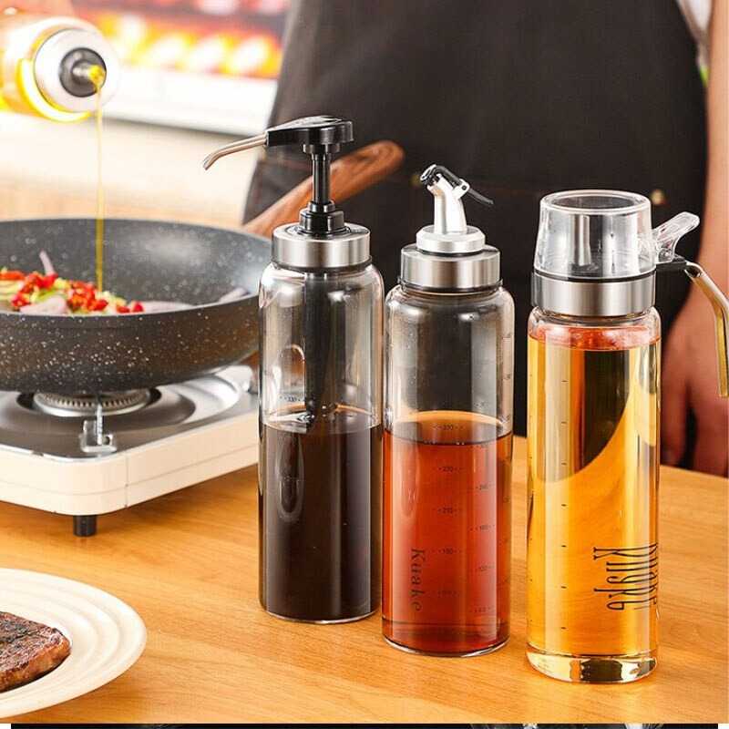 Botol Penyimpanan Minyak Goreng Cuka Olive Oil Bottle 200ml Material Kaca Botol Multifungsi Berkualitas