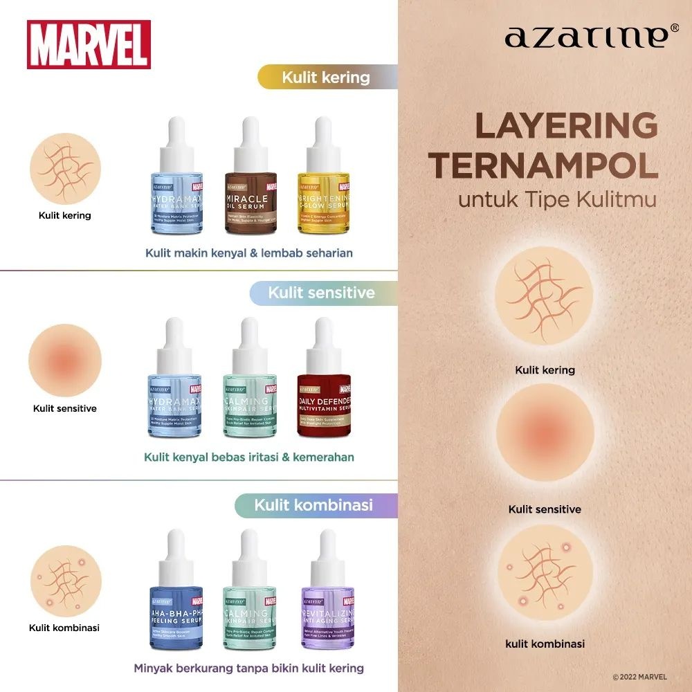 AZARINE Marvel Serum | Acne | C Glow Brightening | Retinol | Peeling | Water Bank | Niacimamide 5% | Anti Aging 20ml