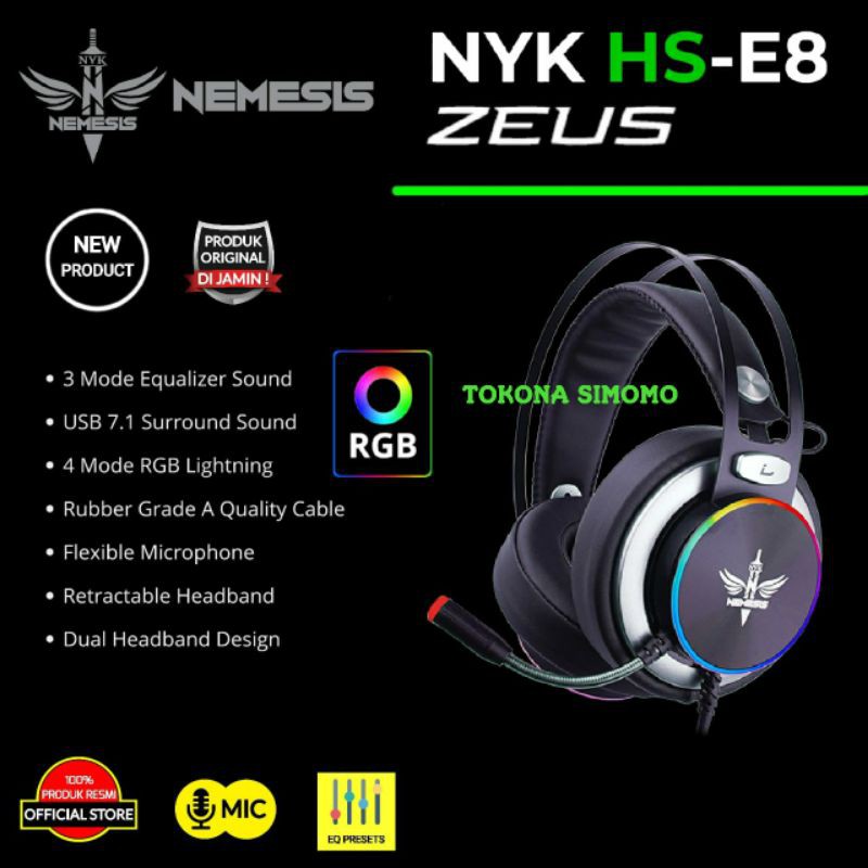 NYK Nemesis Zeus RGB Gaming 7.1 Surround Sound Headset Original