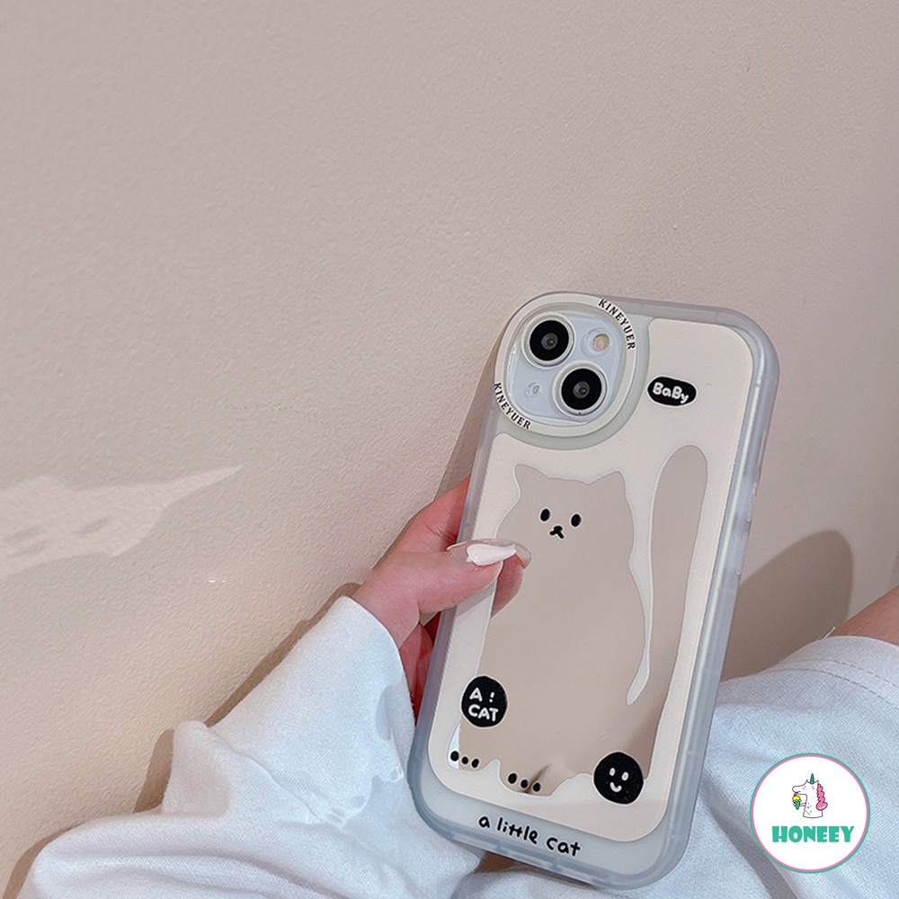 Soft Case TPU Tebal Shockproof Motif Bayi Kucing + Cermin Makeup Untuk IPhone 13 12 11 Pro Max