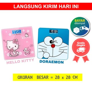 alat timbangan timbang badan digital karakter ukuran besar 28 x 28 cm doraemon hello kitty motif lu