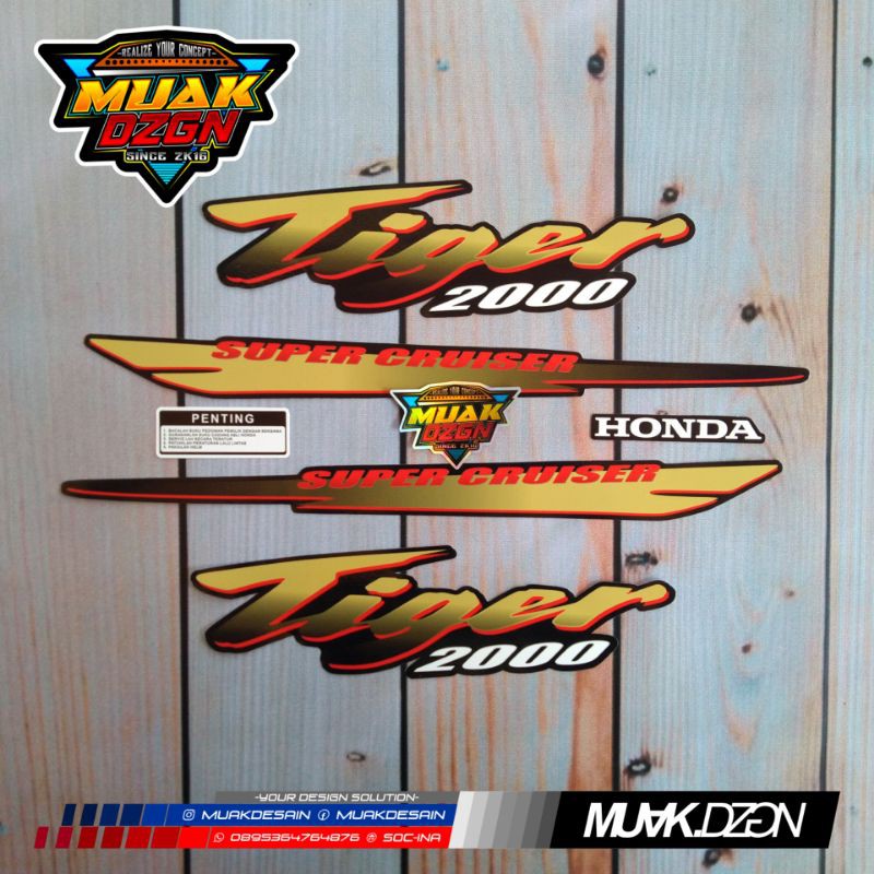 Sticker Stiker Striping Tiger 2000 / Tiger Lawas 94 96 Gold Custom