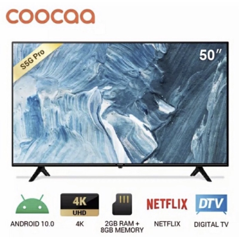 coocaa led tv 50s5g pro uhd 4k android 10 garansi resmi