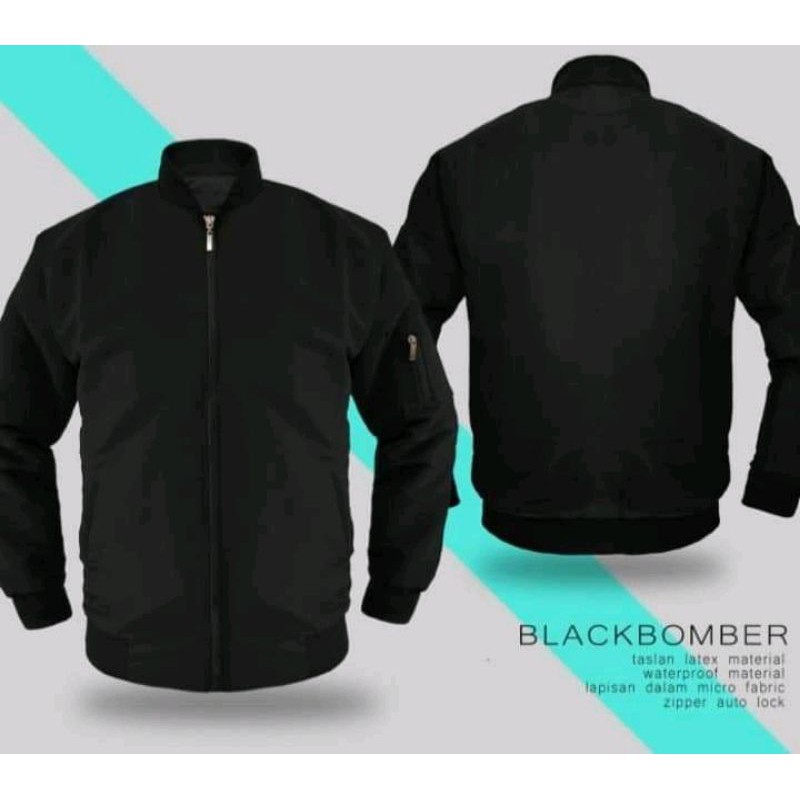 jaket bomber hitam polos