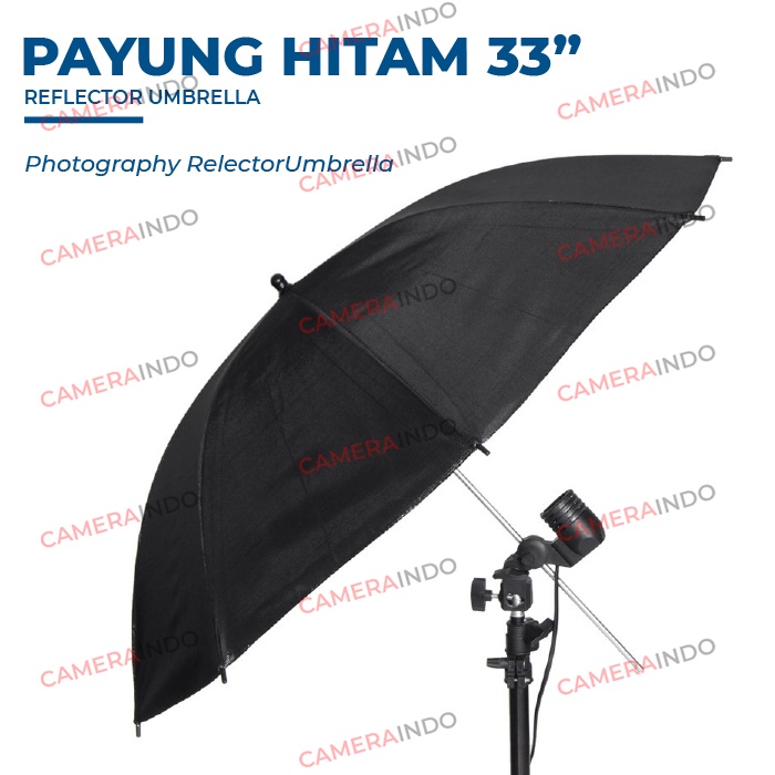 Payung studio Hitam Silver 33 inch umbrella reflector