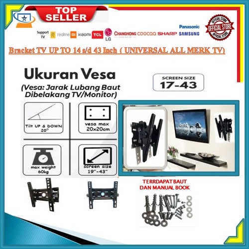 Bracket TV Braket tv LED 32 inch LCD 24 -43" tv universal