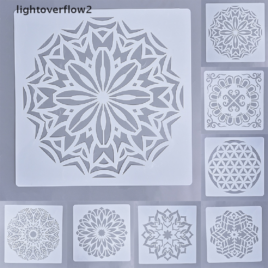 (lightoverflow2) Cetakan Stensil Cutting Dies Motif Mandala Ukuran 30x30cm Untuk Scrapbook / Craft DIY