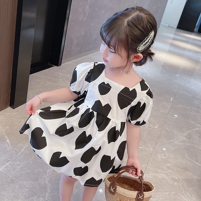 Promo !! Dress katun anak perempuan/dress anak korean murah/ Dress abstract love baloon uk 2-5 thn