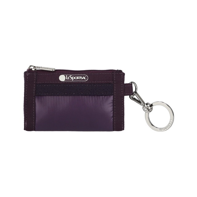LeSportsac SHEEN ZIP CARD CASE In BLACK RASPBERRY L3856C341W21