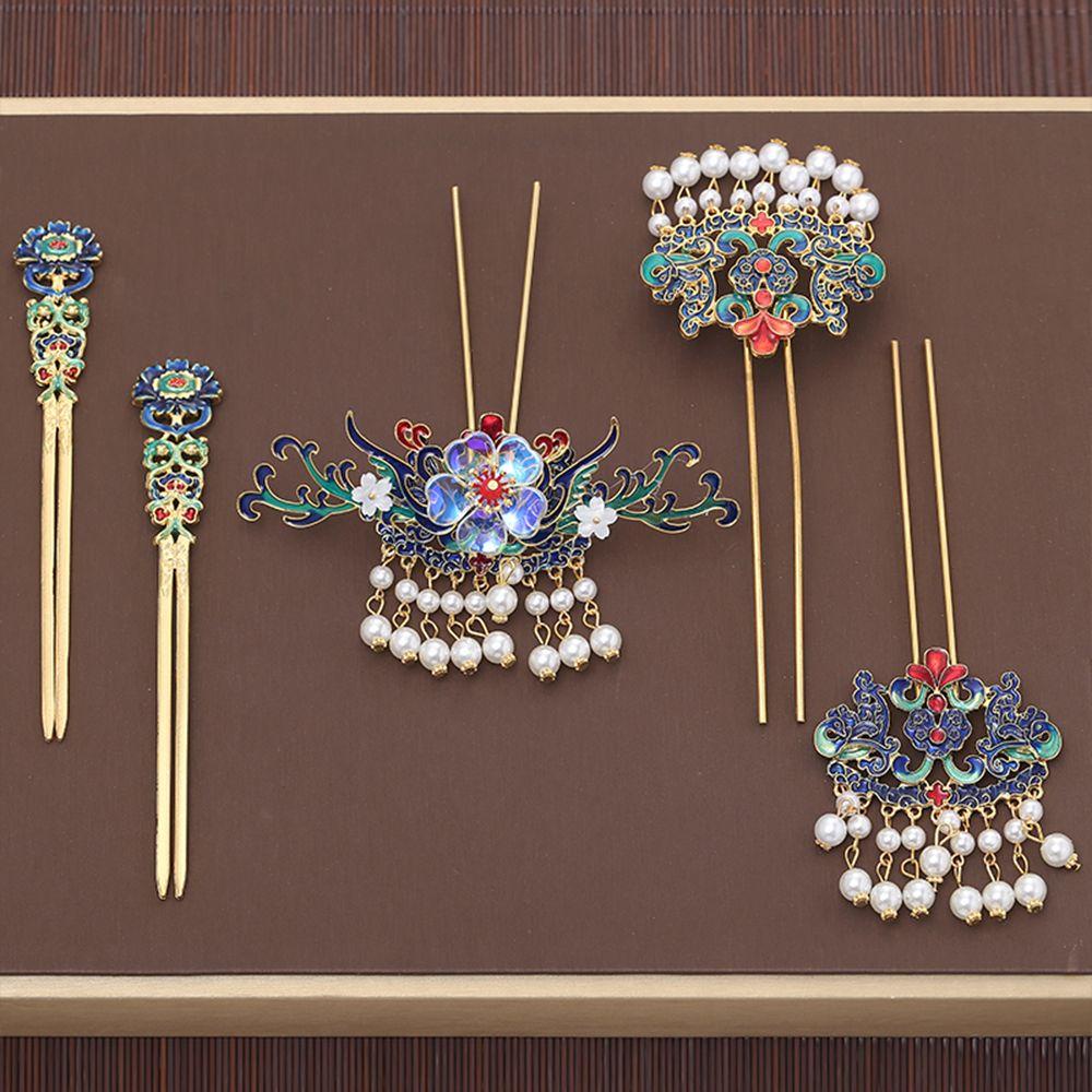 Needway   Hanfu Rambut Stik Elegan Simple Vintage Hair Disk Flower Gaya Kuno Wanita Gaya Cina Women Hair Fork