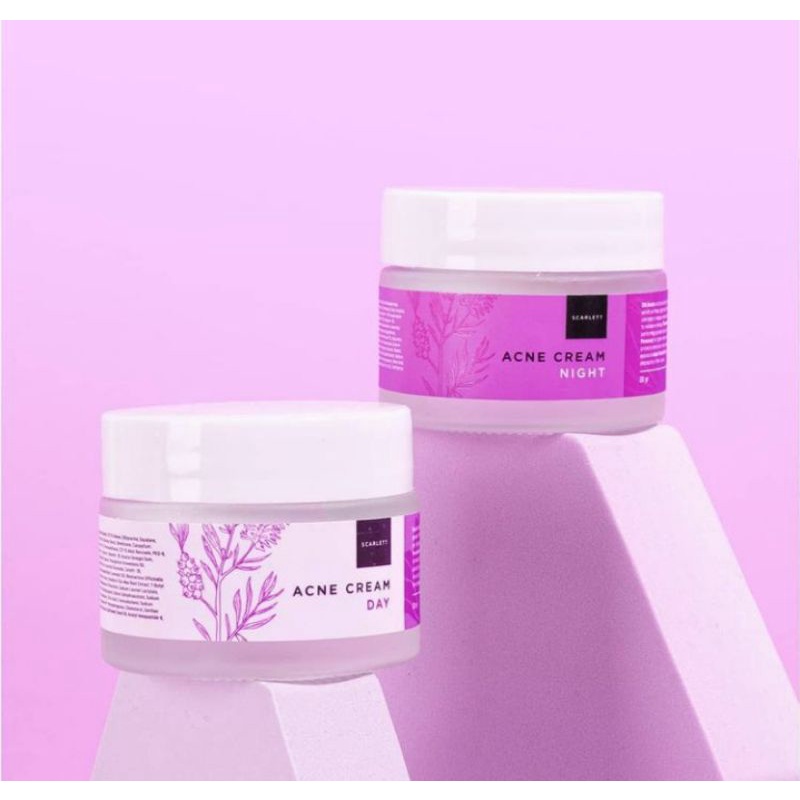 cream siang malam acne series Scarlett whitening.