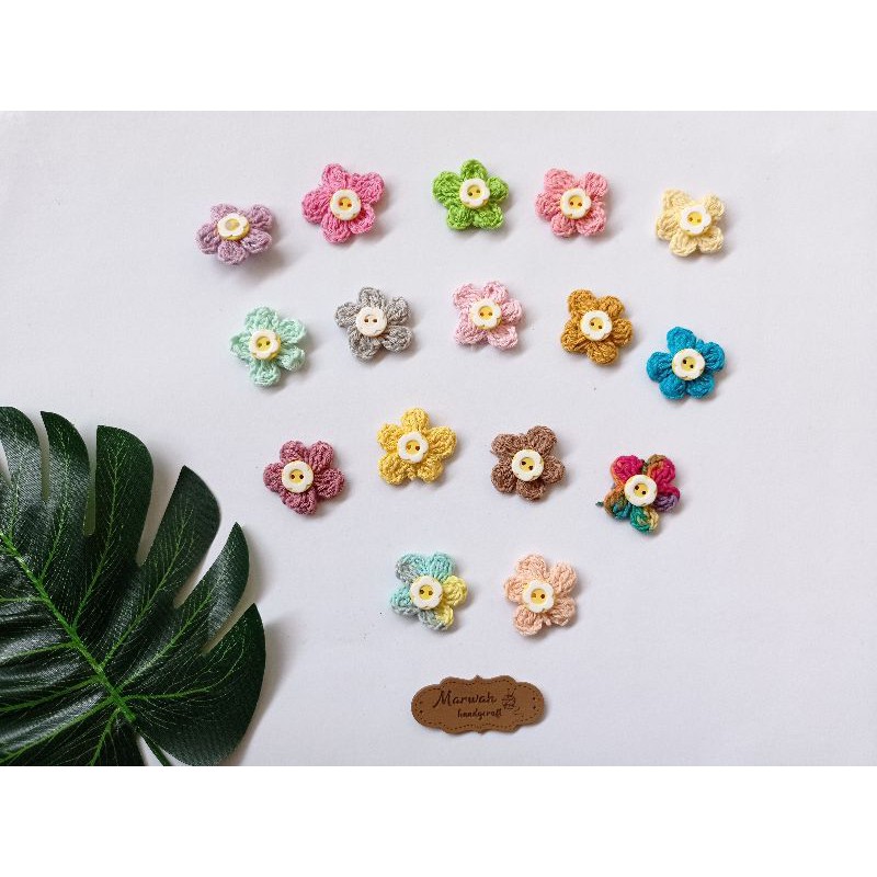 Bros atau Aplikasi Rajut Bunga Kecil Lucu | Bros Unik Lucu Simpel Aplikasi Bunga Kecil