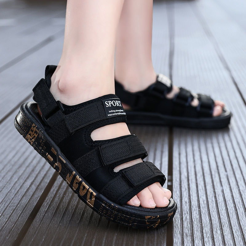 Sepatu Sandal anak Laki-Laki Musim Panas Gaya Korea Sol Lembut Sandals Anak Bernapas Hitam Ukuran 28-37