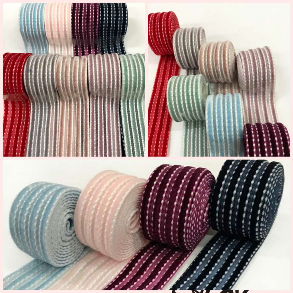 1 YARD - 2.5 CM PITA VELVET MOTIF GARIS | PITA BELUDRU