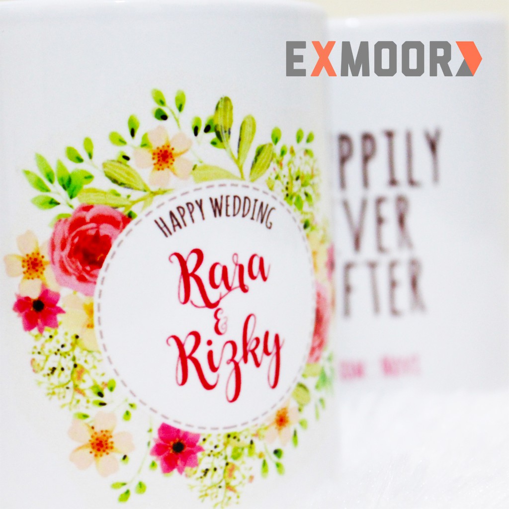 Mug Couple Floral Wedding Kado Pernikahan