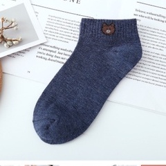 ELFYDO D070 Kaos Kaki Ankle Dewasa Kaus Kaki Motif Brown Bear Karakter Beruang Korea Unisex Murah-Navy
