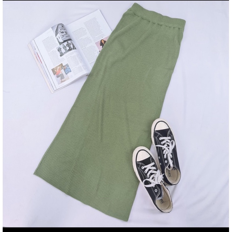 rok span rajut /rok rajut [premium] tebal-Mint