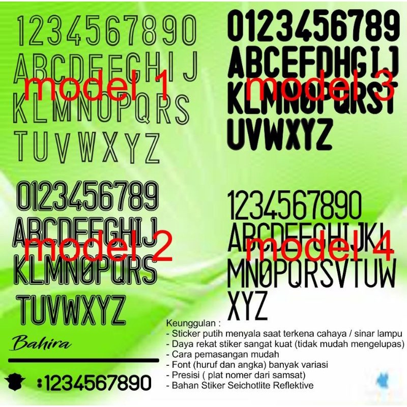 STICKER HURUF&ANGKA PLAT MOTOR & MOBIL