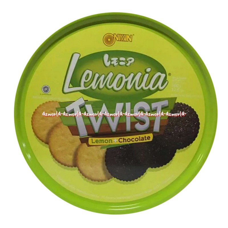 Nissin Lemonia Twist 360gr Biskuit 2 Rasa Lemon Chocolate Coklat Kaleng Nisin lemonnia