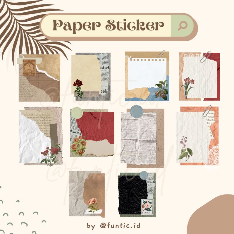 

[12 pcs] Vintage Memo Paper Stiker Aesthetic untuk dekorasi jurnal by funtic.id