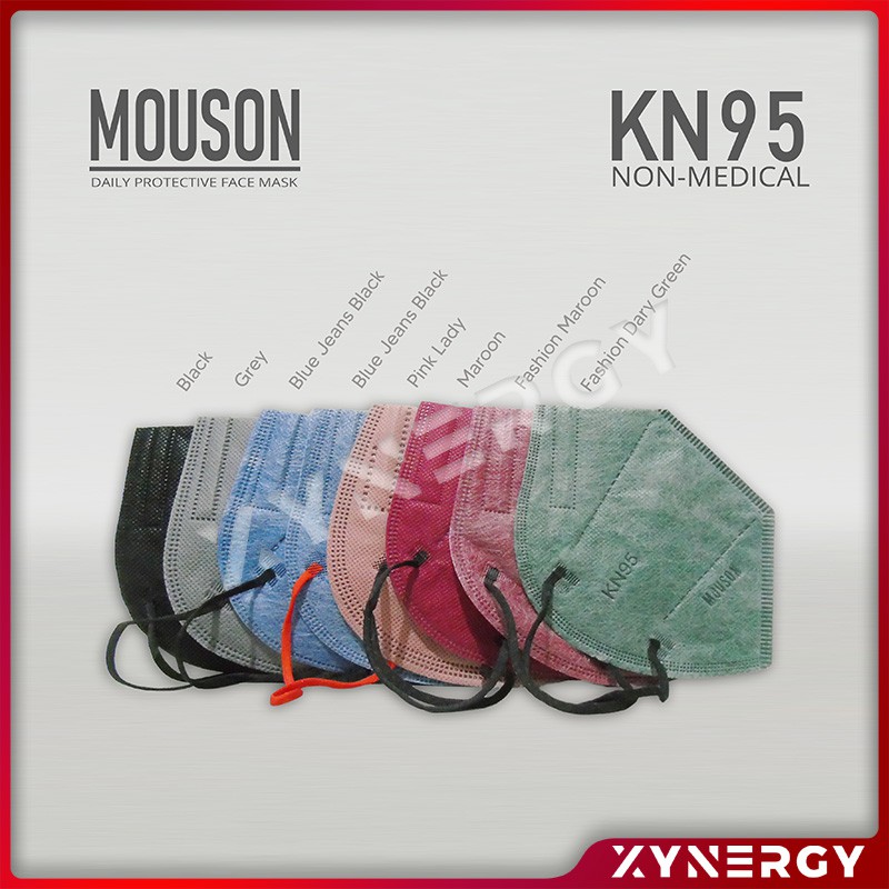 Masker Mouson KN95 Warna Tali Senada 5 ply Non Medis Sekali Pakai